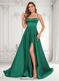 Hedwig A-line Sweetheart Sweep Train Satin Prom Dresses BF2P0025846