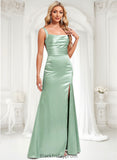 Joslyn Trumpet/Mermaid Square Floor-Length Stretch Satin Bridesmaid Dress BF2P0025784