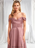 Willow A-line Cold Shoulder Floor-Length Satin Bridesmaid Dress BF2P0025750