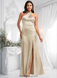 Tamara A-line Halter Floor-Length Stretch Satin Bridesmaid Dress BF2P0025761