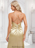 Tamia Trumpet/Mermaid Cowl Floor-Length Stretch Satin Bridesmaid Dress BF2P0025792