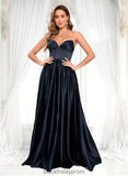 Magdalena Ball-Gown/Princess V-Neck Floor-Length Satin Prom Dresses BF2P0025840