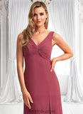 Sasha A-line V-Neck Floor-Length Chiffon Bridesmaid Dress BF2P0025753