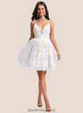 Teagan Ball-Gown/Princess V-Neck Short Tulle Lace Homecoming Dress With Pleated BF2P0025711