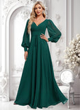 Megan A-line V-Neck Floor-Length Chiffon Bridesmaid Dress BF2P0025816