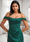 Jemima A-line Off the Shoulder Floor-Length Satin Bridesmaid Dress BF2P0025743