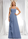 Patsy A-line Halter Floor-Length Chiffon Bridesmaid Dress BF2P0025799