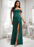 Jemima A-line Off the Shoulder Floor-Length Satin Bridesmaid Dress BF2P0025743