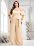 Joan Jumpsuit/Pantsuit Off the Shoulder Square Floor-Length Chiffon Bridesmaid Dress BF2P0025791