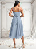 Angel A-line Cowl Asymmetrical Chiffon Bridesmaid Dress With Ruffle BF2P0025727