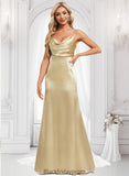 Tamia Trumpet/Mermaid Cowl Floor-Length Stretch Satin Bridesmaid Dress BF2P0025792