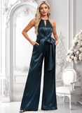 Harriet Jumpsuit/Pantsuit Halter Floor-Length Stretch Satin Bridesmaid Dress BF2P0025805