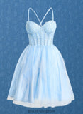 Yaritza Ball-Gown/Princess Sweetheart Short Lace Tulle Homecoming Dress With Ruffle BF2P0025707