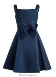 Elsie A-line Straight Short Satin Homecoming Dress With Bow BF2P0025639