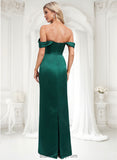 Val Sheath/Column Off the Shoulder Floor-Length Satin Bridesmaid Dress BF2P0025815