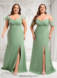 Micah Trumpet/Mermaid Off the Shoulder V-Neck Floor-Length Chiffon Bridesmaid Dress BF2P0025810