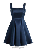 Elsie A-line Straight Short Satin Homecoming Dress With Bow BF2P0025639