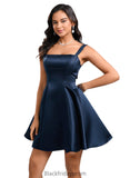 Elsie A-line Straight Short Satin Homecoming Dress With Bow BF2P0025639