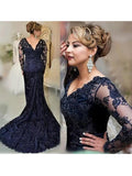 Cynthia Sheath/Column Lace Applique V-neck Long Sleeves Sweep/Brush Train Mother of the Bride Dresses BF2P0020397