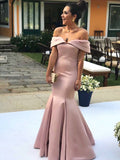 Jade Trumpet/Mermaid Satin Ruffles Off-the-Shoulder Sleeveless Floor-Length Mother of the Bride Dresses BF2P0020423