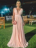 Sylvia A-Line/Princess Chiffon Ruffles V-neck Sleeveless Sweep/Brush Train Mother of the Bride Dresses BF2P0020431