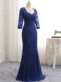 Monique Trumpet/Mermaid Chiffon Lace Sweetheart 3/4 Sleeves Floor-Length Mother of the Bride Dresses BF2P0020442