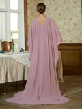 Laci Sheath/Column Chiffon Ruffles Scoop Long Sleeves Sweep/Brush Train Mother of the Bride Dresses BF2P0020360