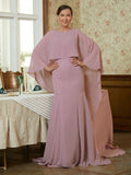 Laci Sheath/Column Chiffon Ruffles Scoop Long Sleeves Sweep/Brush Train Mother of the Bride Dresses BF2P0020360