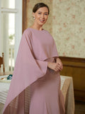 Laci Sheath/Column Chiffon Ruffles Scoop Long Sleeves Sweep/Brush Train Mother of the Bride Dresses BF2P0020360