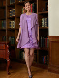 Natalie Sheath/Column Lace V-neck 1/2 Sleeves Short/Mini Mother of the Bride Dresses BF2P0020367