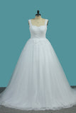 2024 Ball Gown Off The Shoulder Tulle Wedding Dresses With Beads And Handmade Flowers