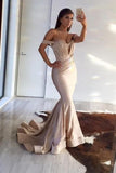 2024 Off The Shoulder Mermaid With Ruffles Evening Dresses Sweep Train