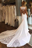 Simple Mermaid Yarn Sleeveless Wedding Dresses Chapel Train