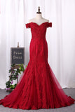 2024 Prom Dresses Mermaid Off The Shoulder Tulle With Applique