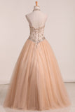 2024 New Arrival Halter Quinceanera Dresses A Line Tulle With Beading