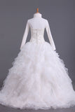 2024 Musilim Wedding Dresses A Line Sweetheart Organza With Beads & Applique