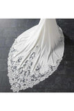 Straps Mermaid Wedding Dresses Spandex With Applique Court Train