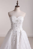 2024 Wedding Dresses Sweetheart Lace With Applique And Beads Mermaid Court Train Detachable