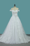 2024 Off The Shoulder A Line Tulle Wedding Dresses With Applique