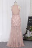 2024 Prom Dresses Mermaid/Trumpet Scoop With Applique Tulle