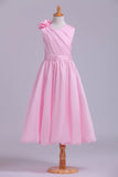 2024 V Neck Flower Girl Dresses A Line Knee Length Taffeta