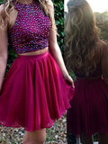 2024 Homecoming Dresses Audrina Chiffon A-Line Halter Sleeveless Beaded Two Piece Cut Short/Mini