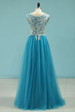 2024 Muslin Prom Dresses With Cape A-Line Spaghetti Straps Tulle With Gold Applique Floor-Length