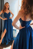 2024 Slit A-Line Prom Dresses Party Dresses Spaghetti Straps