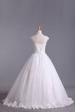 2024 High Neck A Line Wedding Dresses Tulle With Applique & Beads