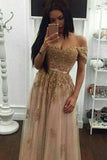 2024 GorgeousTulle Prom Dresses Off The Shoulder With Appliques And Beadings