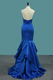 2024 New Arrival Mermaid Sweetheart Satin Evening Dresses Sweep Train