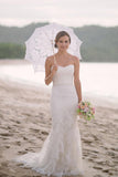 Sheath Sweetheart Sleeveless Layers Lace Wedding Dresses