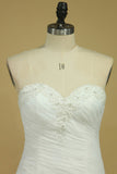 2024 Plus Size Sweetheart Ruched Bodice Wedding Dresses Mermaid Tulle With Beading Court Train