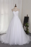 2024 A Line Sweetheart Wedding Dresses Organza With Applique